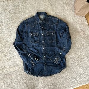 J. Crew Western sawtooth pearl snap denim shirt